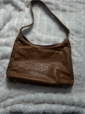 Liza Ganz Brown Textured Leather Shoulder Bag
